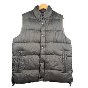 Old Navy Puffer Vest Men's Black Medium Full Zip Snap Golf Performance OND09 Y2K